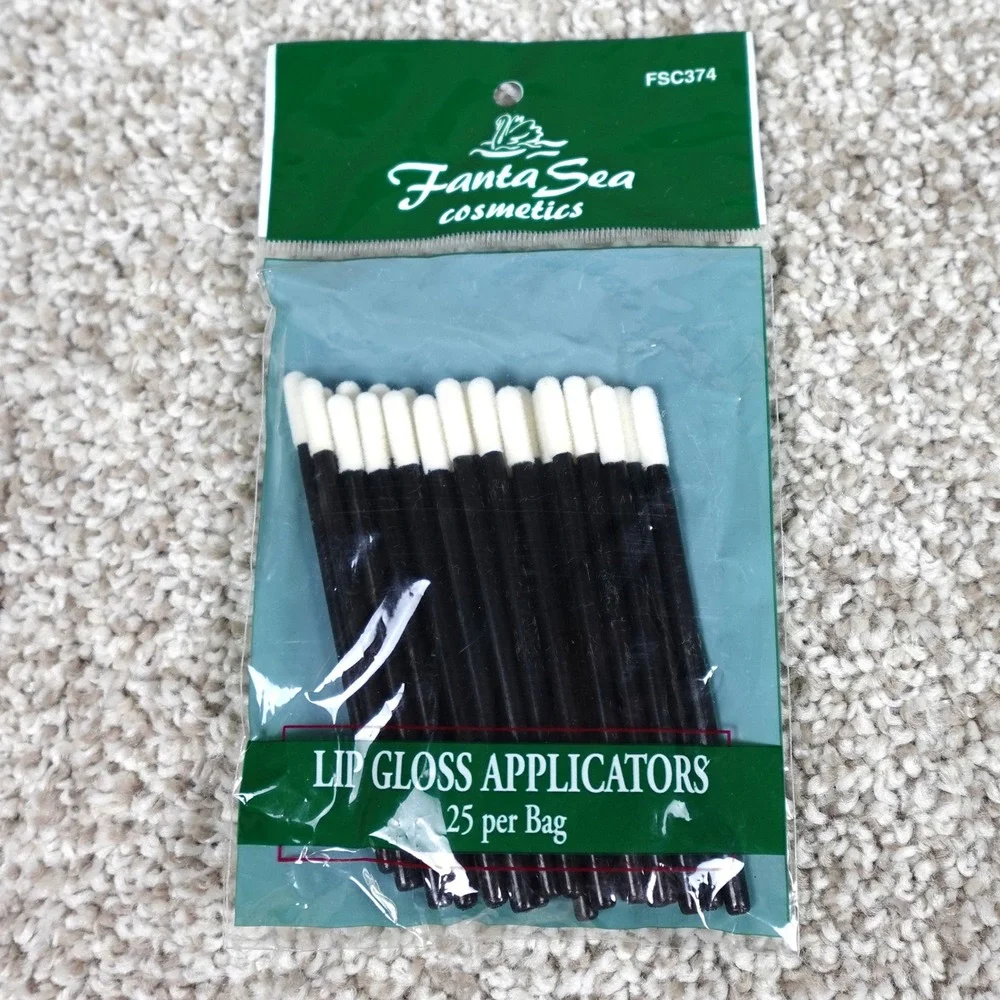 FantaSea Cosmetics Lip Gloss Applicators 25 Count‎ FSC374 Black White Disposable